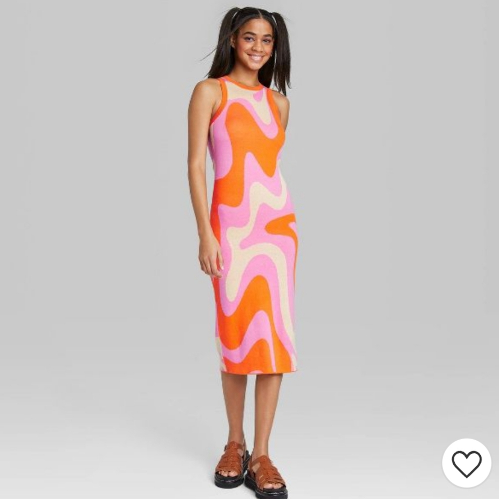 Wild Fable retro pink wave dress